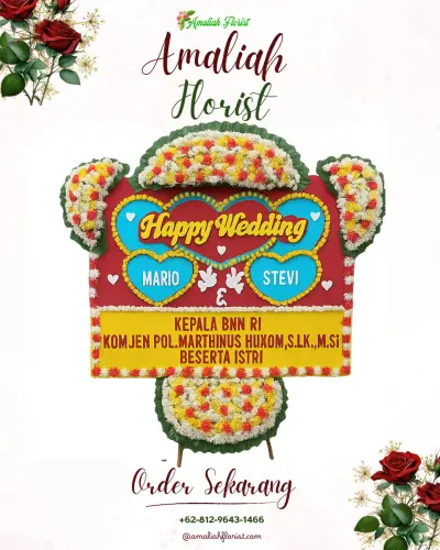 Karangan Papan Bunga Pernikahan di Penyaringan